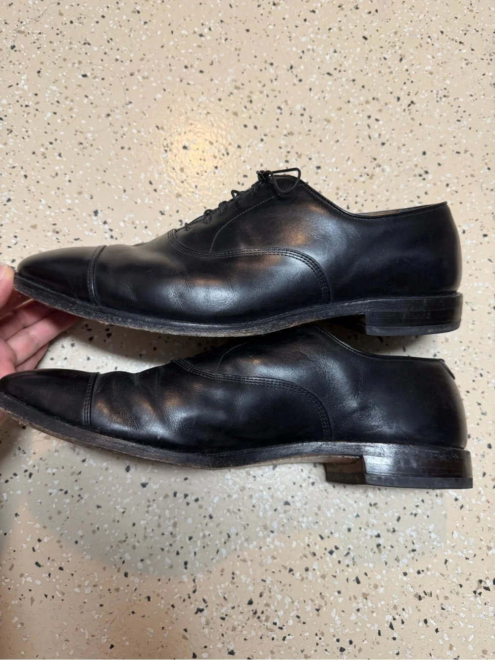 Allen Edmonds Park Avenue size 14D Leather Black Cap-Toe Oxford Dress Shoes